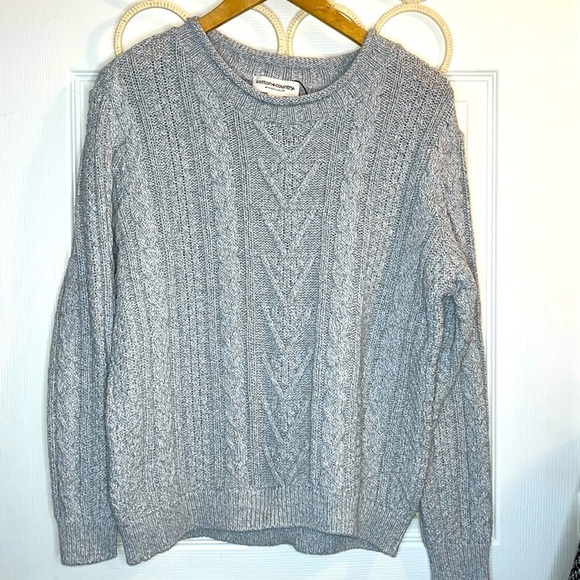 COTTON COUNTRY sweater intricate knit pattern women’s M light gray - Picture 1 of 8